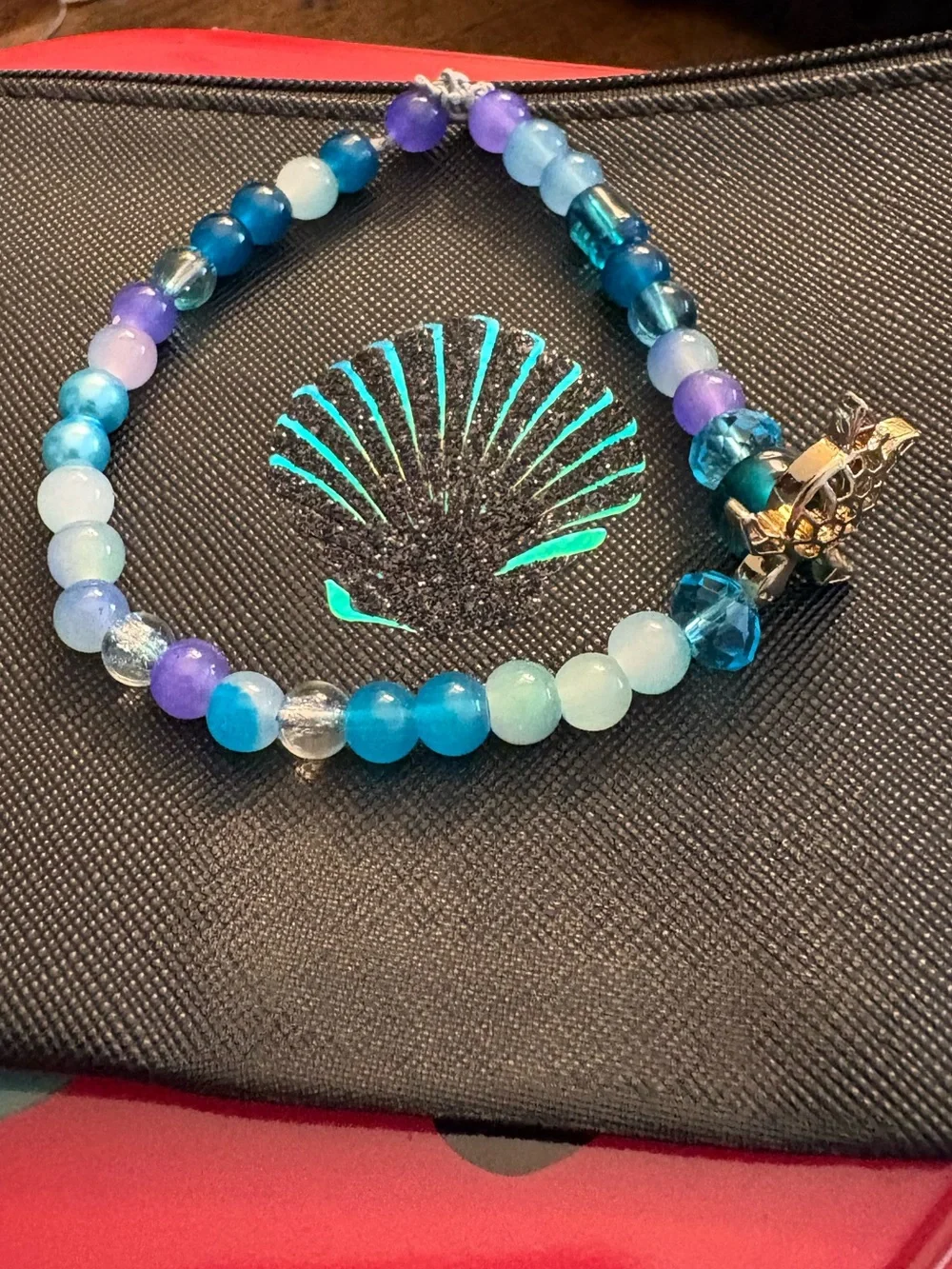 Blue and gold Turtle beach bracelet